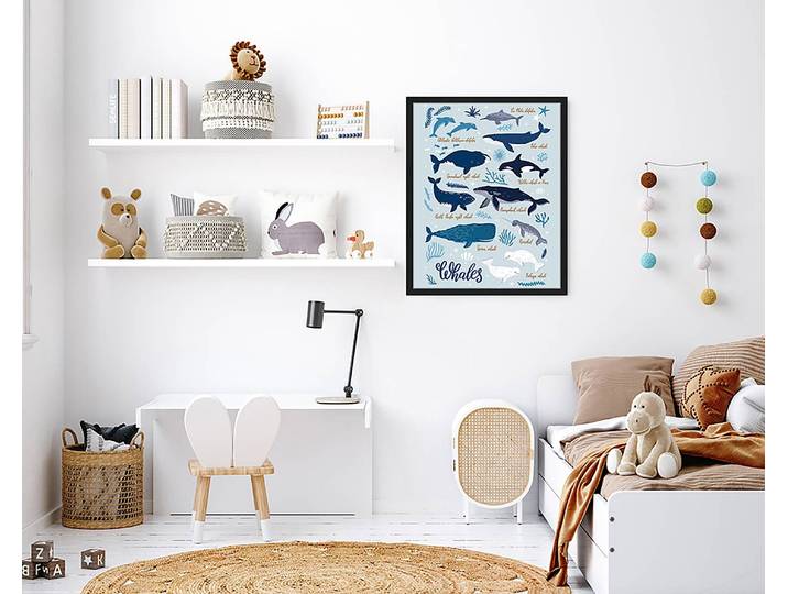 Tableau déco All Kind Of Whales 43 x 53cm Multicolore