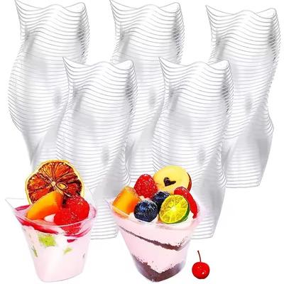 Premium Disposable Plastic Dessert Cups Clear Twist Triangle Dessert Cups Premium Disposable Plastic Dessert Cups Clear Twist Triangle Dessert Cups