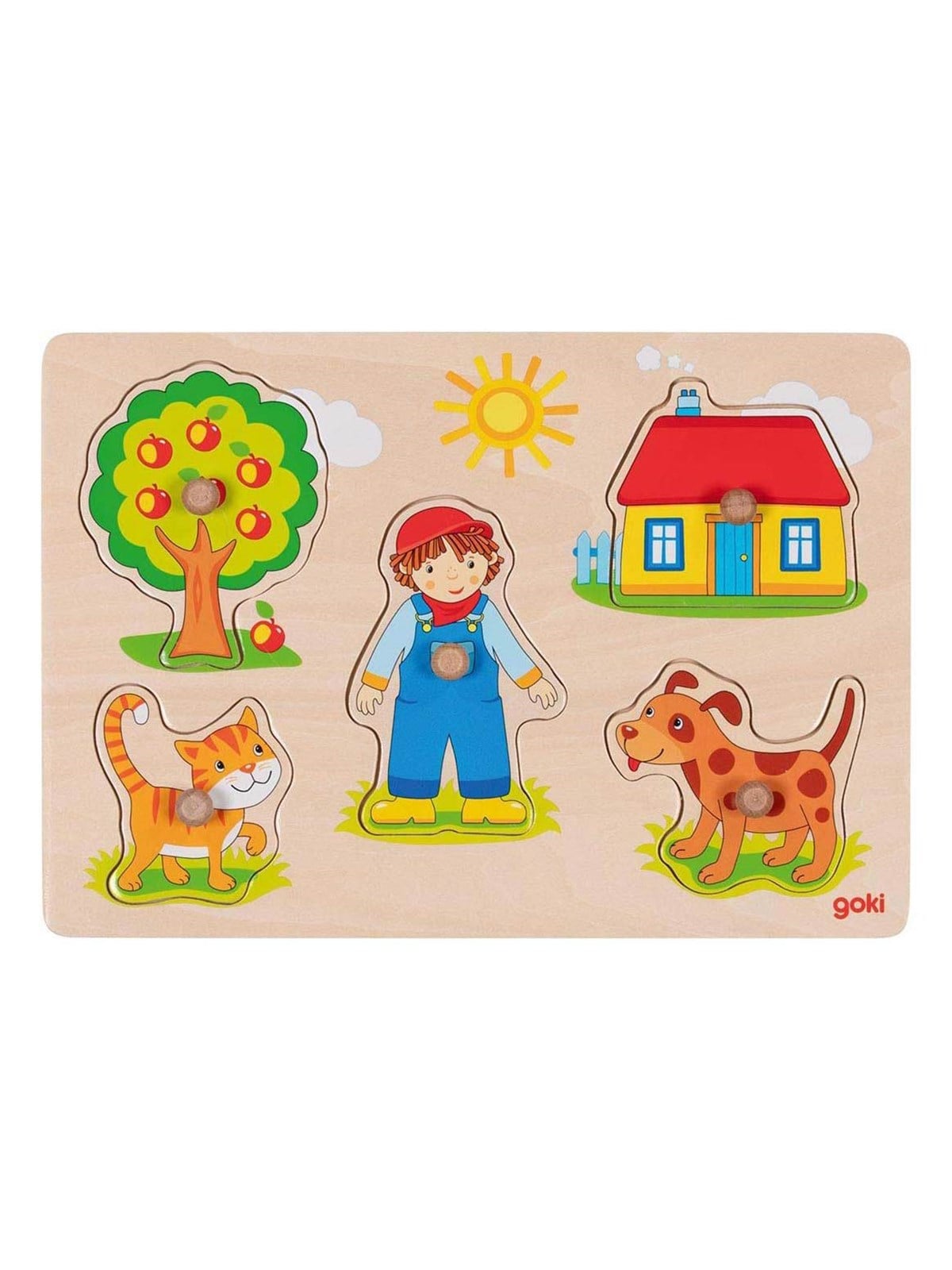 Goki Wooden Knob Puzzle 5 pcs.