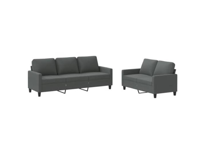 GHVBNMF 2-TLG. Sofagarnitur mit Kissen Dunkelgrau Polstersofa Couch Set Dunkelgraues 2er und 3er Couch Set mit Schaumstoffpolsterung fuer gemuetliche Stunden im Wohnzimmer oder Gästezimmer.