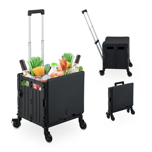 Relaxdays Boodschappentrolley met deksel, zwart