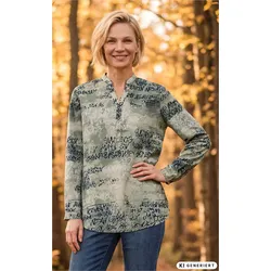 Baumwoll-Bluse in Druck beige in Größe 40 von DW-Shop, Beige, 40