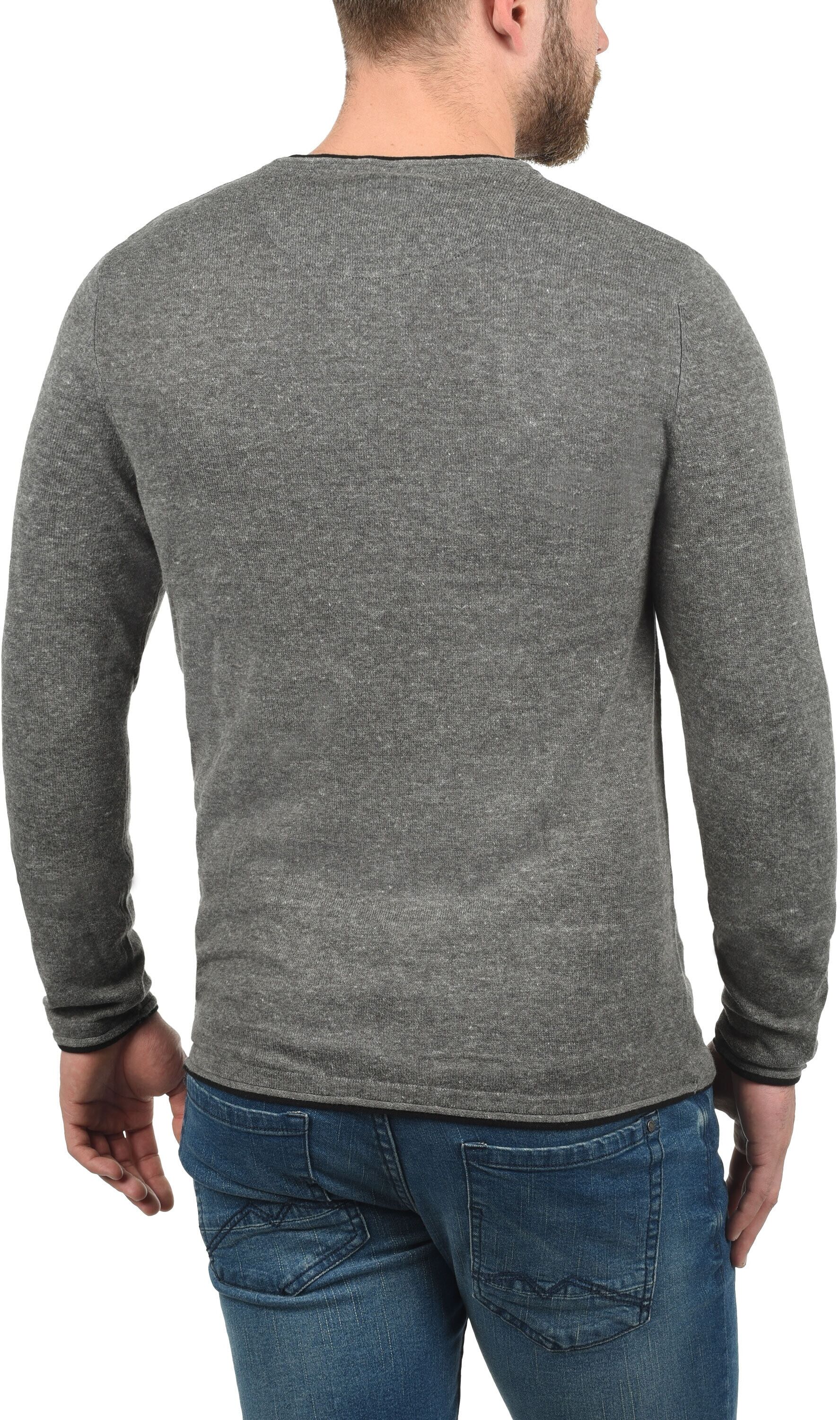 Rundhalspullover BLEND "Rundhalspullover BHOdin", Herren, Gr. XXL, grau (pewter mix), Obermaterial: 100% Baumwolle CO., Pullover Rundhalspullover