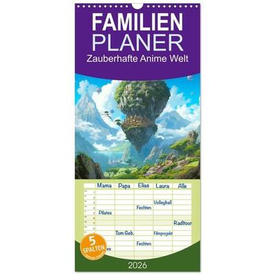 Familienplaner 2026 - Zauberhafte Anime Welt mit 5 Spalten (Wandkalender, 21 x 45 cm) CALVENDO