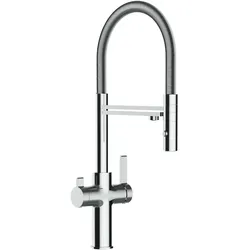 3 Wege Wasserhahn Küchenarmatur, FC, mit 360° schwenkbarem Auslauf, abnehmbare 2 strahl Handbrause, Verchromt