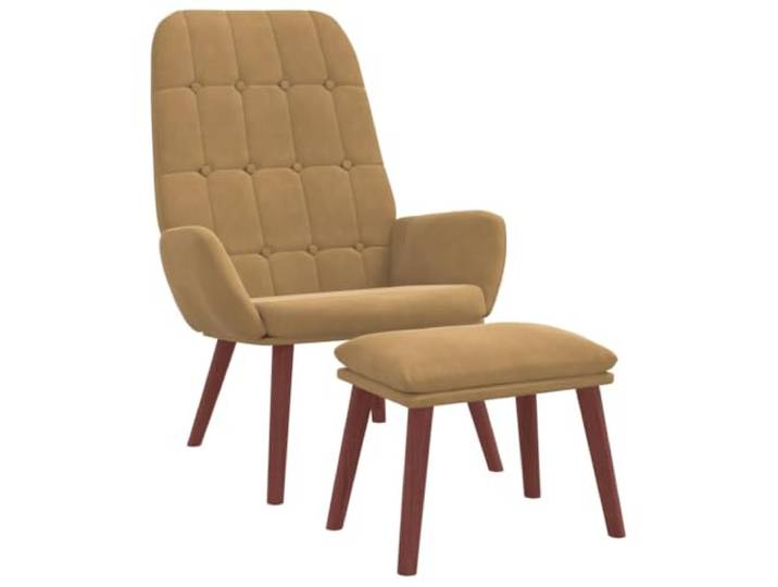 Makastle Relaxsessel mit Hocker Braun Samt