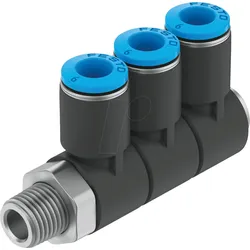 FESTO 153223 - Mehrfachverteiler, mit Außengewinde R1/4, Abgänge: 3 Ø 6 mm