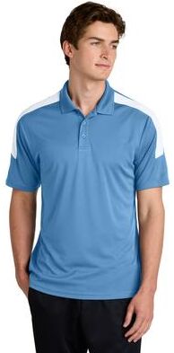 Sport-Tek ST104 Competitor United Polo Shirt in Carolina Blue/White size 4XL   Polyester