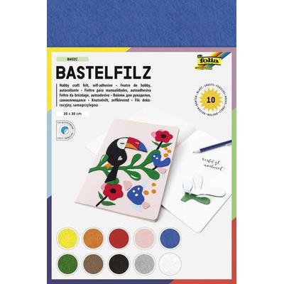 Folia Bastelfilz BASIC, selbstklebend, 20x30cm, 10 Blatt farbig