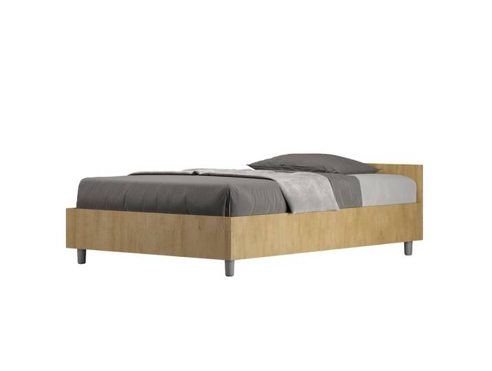 Lit avec sommier 120x190 effet bois chêne nature