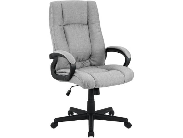 CLP Bürostuhl ergonomisch mit Rollen und Höhenverstellung, Chefsessel höhenverstellbar und Wippfunktion, rückenschonend, Drehstuhl Sparta Farbe grau