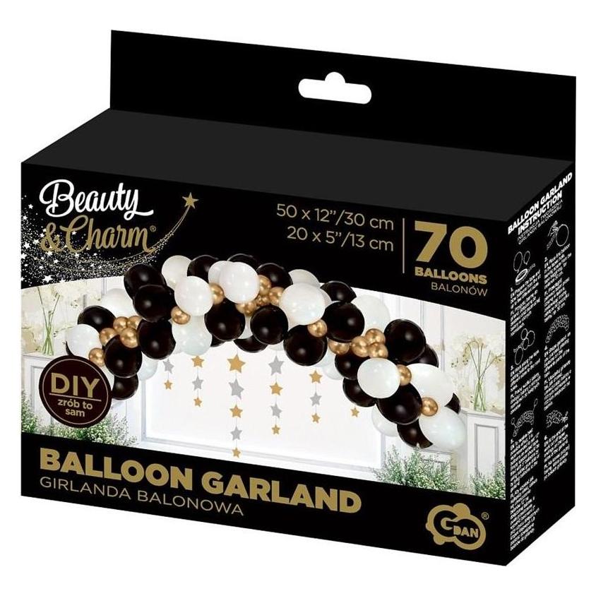 GoDan B&C Ballongirlande Weiss-Gold-Schwarz 70St (70x) (507807)