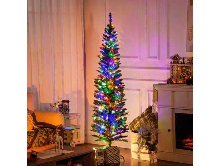 HOMCOM Sapin Crayon Lumineux 180cm Multicolore