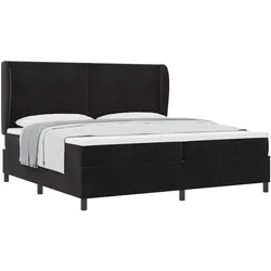 vidaXL, Boxspringbett, Boxspringbett Mit Matratze Samt Schwarz (200 x 200 cm)