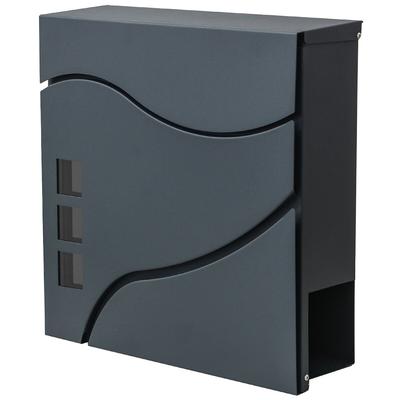 Décoshop26 - Wandbriefkasten mit Zeitungsfach anthrazitfarbene Pulverbeschichtung 04_0001336