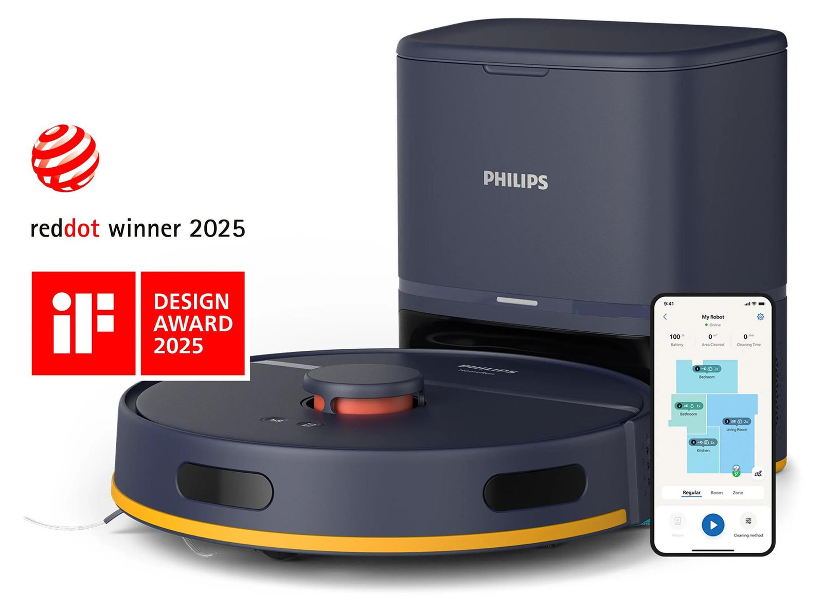 Philips HomeRun 2000 serie stofzuig- en dweilrobot, blauw (XU2100/15)