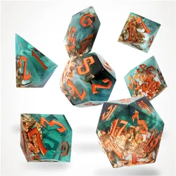 Glass Staff Oceanic Oracle Sharp Edge Resin RPG Dice Set