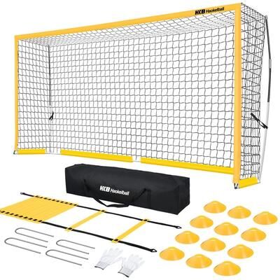 Haokelball 12x6ft Portable Soccer Goal with Agility Ladder & Cones – Quick Setup Backyard Soccer Net with Carry Bag