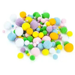 Pompons, pastell, 4–25 mm Ø, 400 Stück