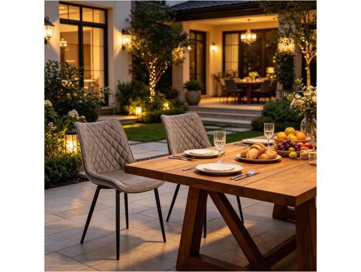 Chaise De Salle A Manger En Similicuir Gris Chaise Rembourrée Design FloraGrace Pour Salle A Manger Lot De 2 46x40 5x85 5cm
