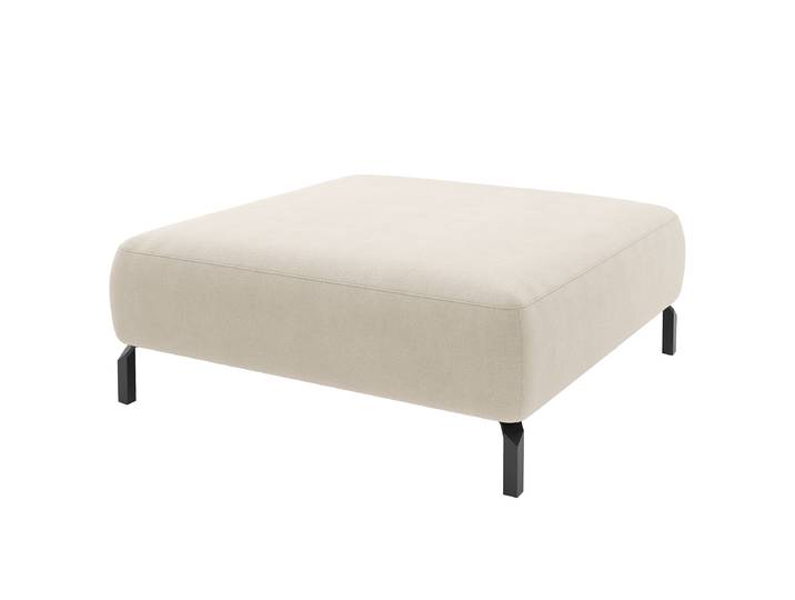 Polsterhocker 46cm Weiß Webstoff Esila: Creme