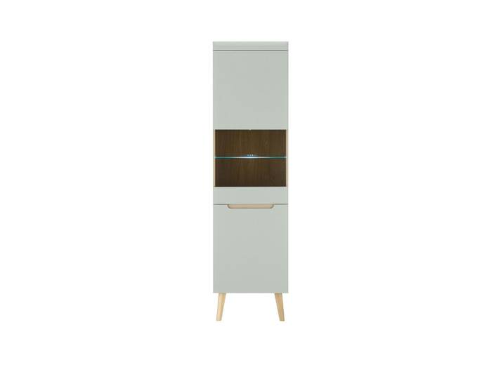Mid.you Vitrine, Grün, Eiche, 50x197x40 cm, Wohnzimmer, Wohnwände, Vitrinenschränke