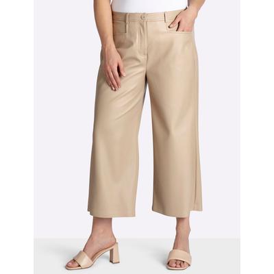 Lederimitathose SHEEGO, Damen, Gr. 50, Normalgrößen, beige, 100% Polyester, unifarben, Hosen