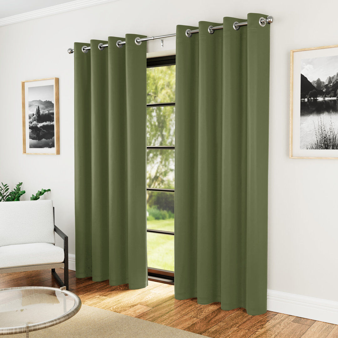 17 Stories Room Darkening Curtain Pair Olive Green 168 W x 183 D cm