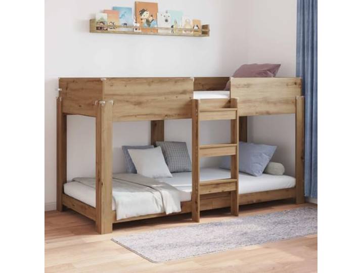 RJPLMFV Etagenbett für Kinder, Eiche, 90 x 190 cm Robustes Ingenieurholz, 2 Liegeplätze, modernes Design, inklusive Latten, innen