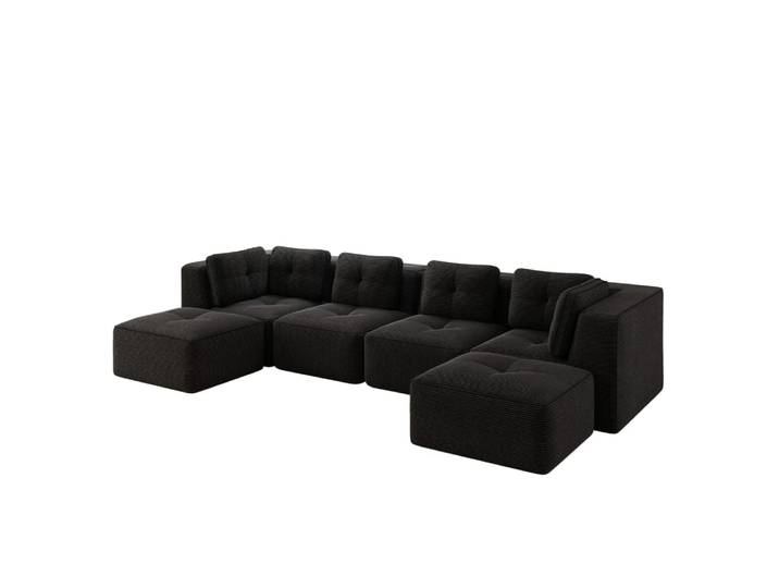 Sofa modulaire en velours côtelé avec base antidérapante noir