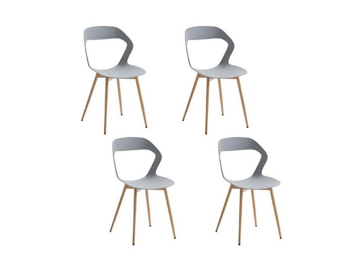LuxusKollektion Esszimmerstuhl Esszimmerstuhl Nordisch Metallbeine Hohlrücken Holz Grau 4er-Set
