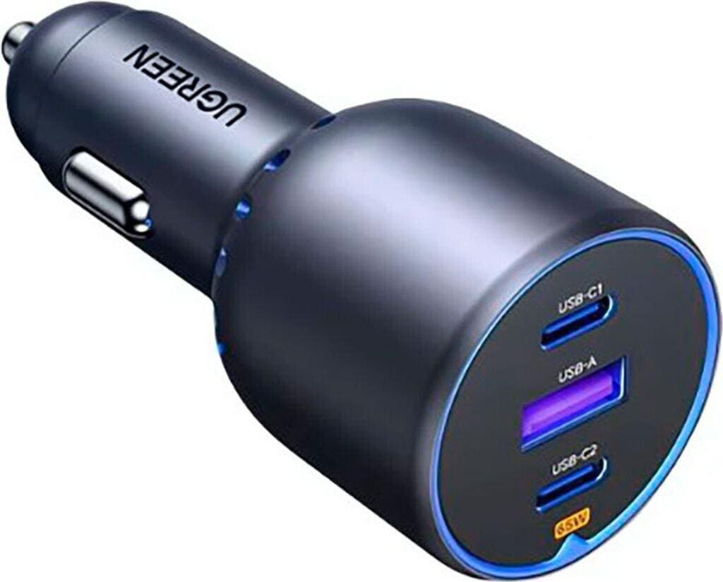 UGREEN Nexode 60W Auto-Schnellladegerät mit ausziehbarem USB-C-Kabel | USB-C | USB-A | 12V/24V 35024