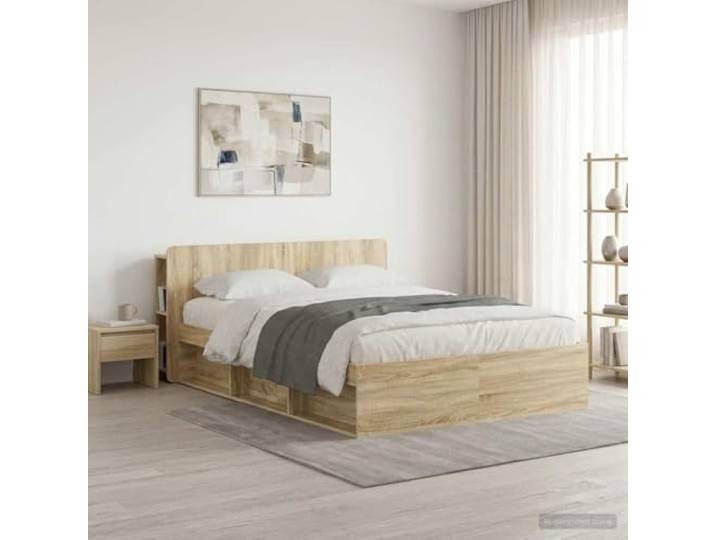 RJPLMFV Kopfteil für Bett, Eiche Sonoma, Holz Integrierte Aufbewahrung, Wandbefestigung inklusive, einfache Reinigung, vielseitig einsetzbar