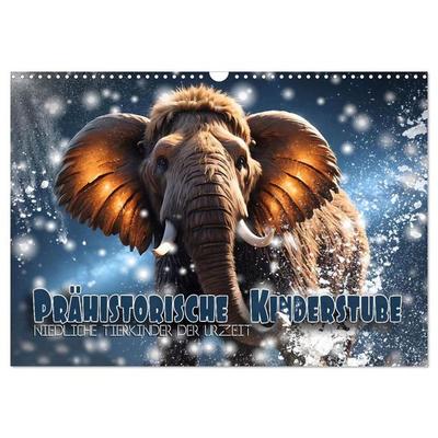 Prähistorische Kinderstube - niedliche Tierkinder der Urzeit (Wandkalender 2027 DIN A3 quer), CALVENDO Monatskalender