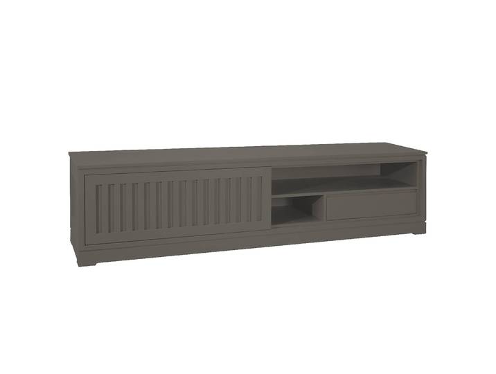 TV-Lowboard Geriffelt Pinie Massiv, gebürstet Grau/Grau 206cm