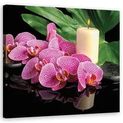 WANDBILD rosa orchidee kerzen