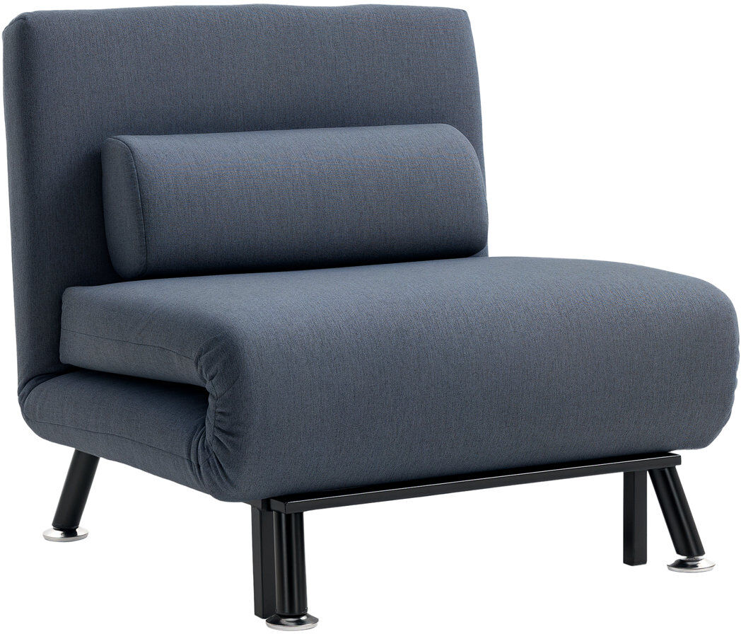Zipcode Design Kendall Folding 5 Position Convertible Sleeper Chair Bed Black 75cm H X 75cm W X 70cm D