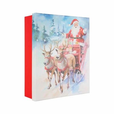 Geschenkbox Weihnachten Santa auf Schlitten mehrfarbig 36,2x11x29,5cm Geschenkverpackung