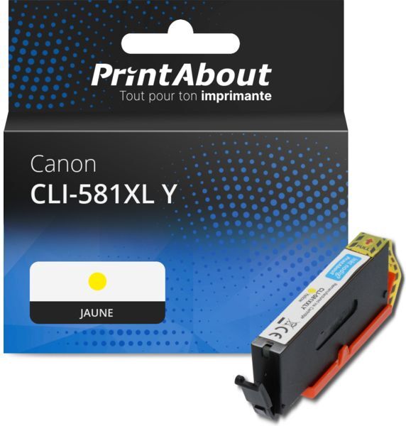 PrintAbout Cartouche compatible Canon CLI-581XL Y - Jaune - Grande capacité Jaune