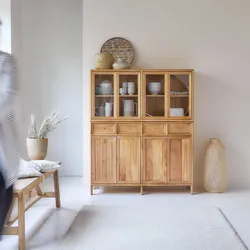 Geschirrschrank aus Mindiholz Buffet und Vitrine 120 cm Massivholz Tikamoon