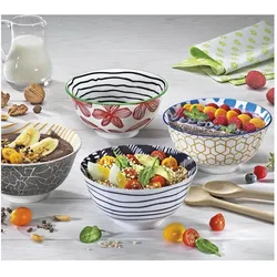 6x Cilio Bowl Amici Striche 15,5cm, Schüssel + Schale, Mehrfarbig