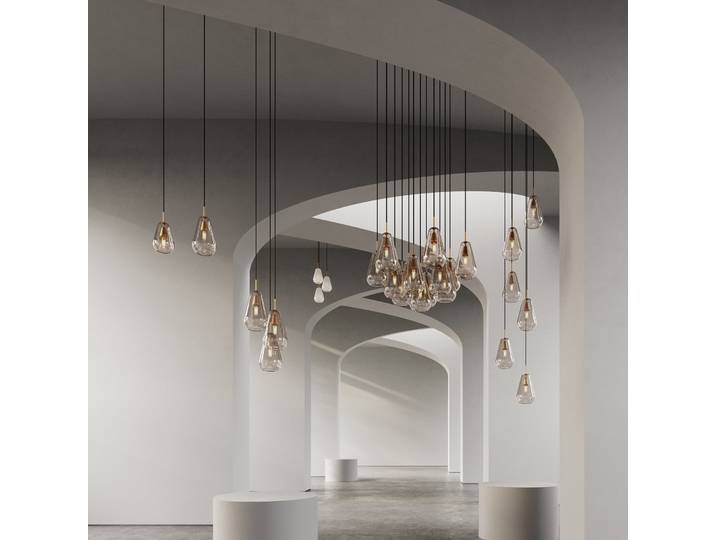 Lustre Anoli 13, doré/opale, 13 branches - Nuura - Salon / séjour - Design - Verre - Multi-ampoules