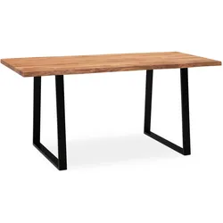 FineBuy, Schreibtisch, Schreibtisch Akazie Massivholz Metall Bürotisch Computertisch Baumkante (90 x 180 x 76 cm)