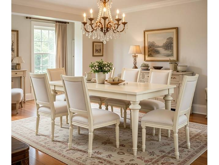 Table 182 x 76 x 90cm Sans rallonge Beige/Pin crème