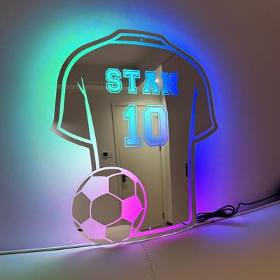 Inspired Finds Custom Football LED Mirror Name Sign Personalized Sports Wall Decor For Dad And Man Cave 13.78x11.81in