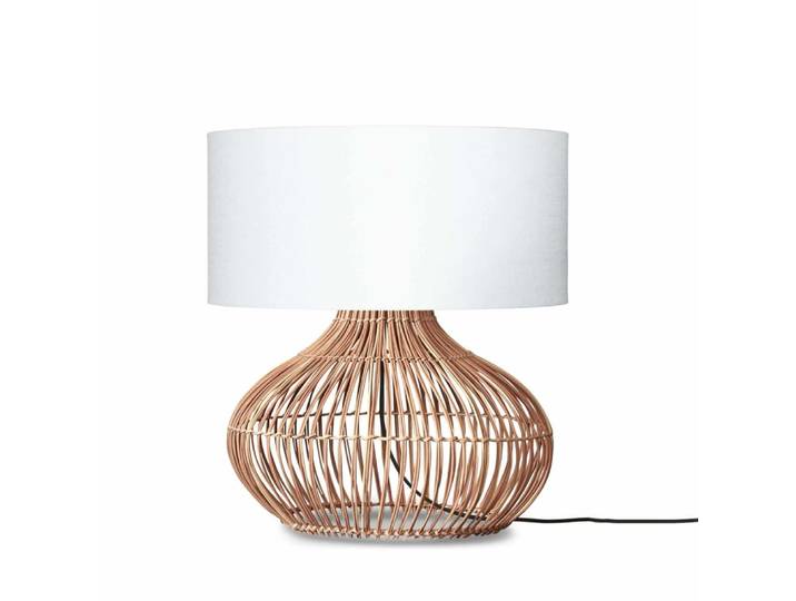 Lampe de table rotin abat-jour lin naturel/blanc, h. 60cm