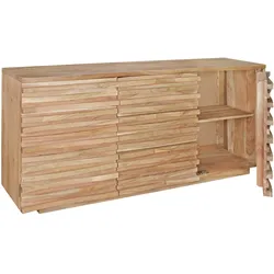 SIDEBOARD – Akazie Massivholz, 160x75x43 cm, mit Baumkante, Landhausstil