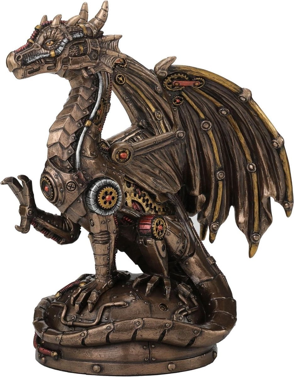 Steampunk Draak Figuur - Mechanische Draak Decoratie - Hoogte: 21 cm
