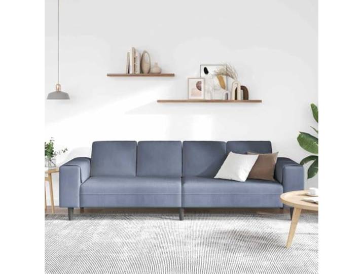 KTHLBRH Blaues Sofa, 250 x 77 x 76 cm, Stoff aus Cords Atmungsaktiv, weich, schwarze Beine, 4-Sitzer, für Wohnzimmer