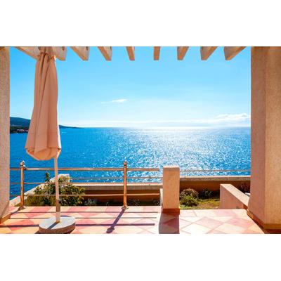 Fototapete PAPERMOON "Terrace with a Sea View", bunt, B:2,5m L:1,86m, Vlies, Tapeten